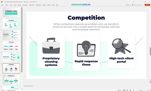 06 pro one janitorial franchise pitch deck