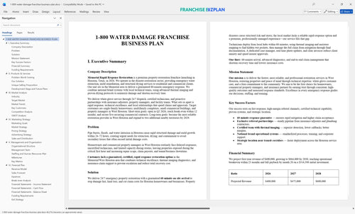 1 800 water damage franchise business plan 1