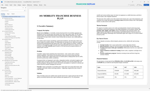 101 mobility franchise business plan 1