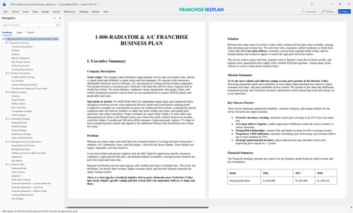 1800 radiator ac franchise business plan 1