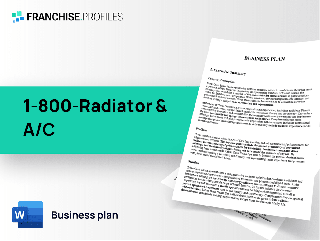 1-800-Radiator & A/C Franchise Business Plan Template
