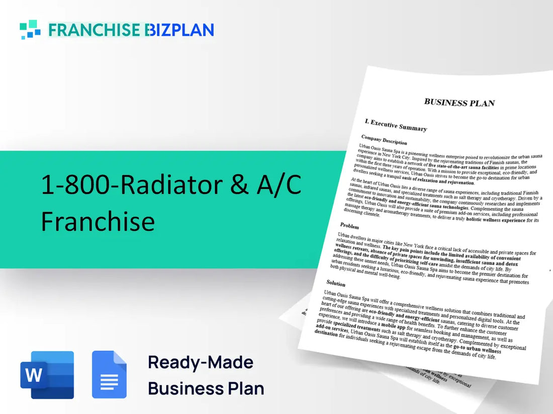 1-800-Radiator & A/C Franchise Business Plan 2026 Updated
