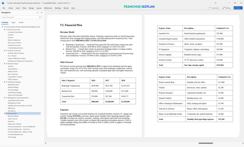 1st class real estate franchise business plan 6