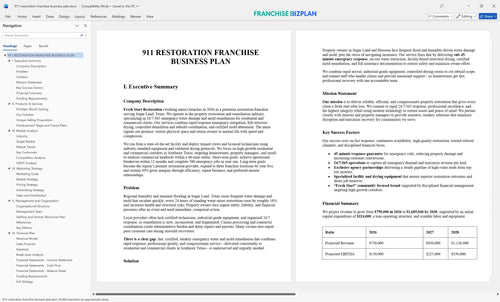 911 restoration franchise business plan 1