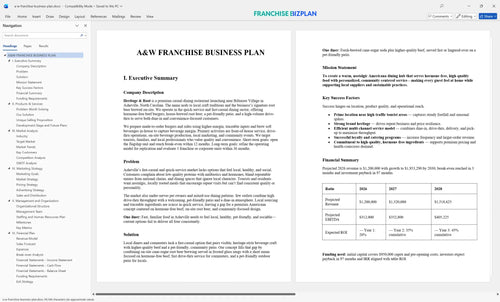 a w franchise business plan 1