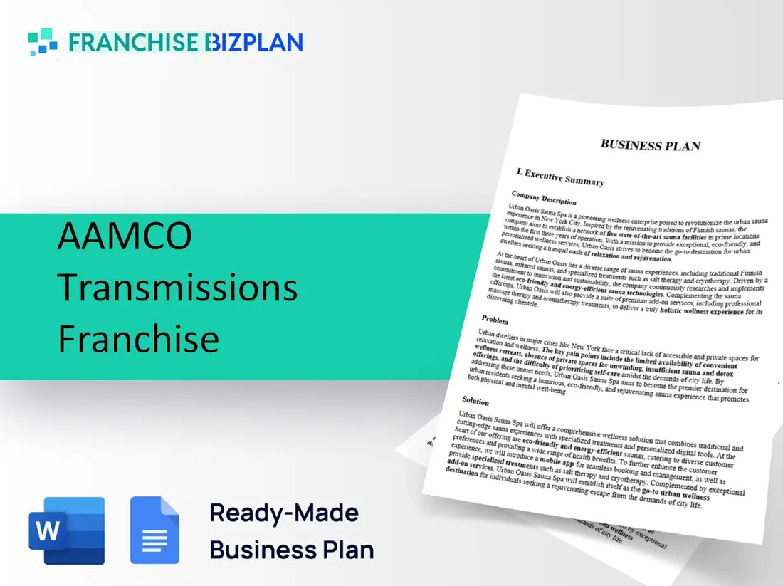 AAMCO Transmissions Franchise Business Plan 2026 Updated