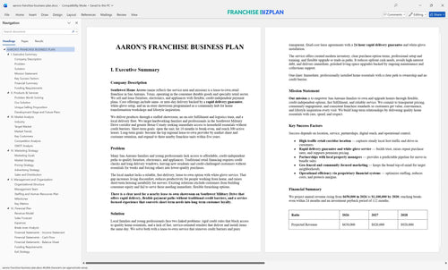 aarons franchise business plan 1
