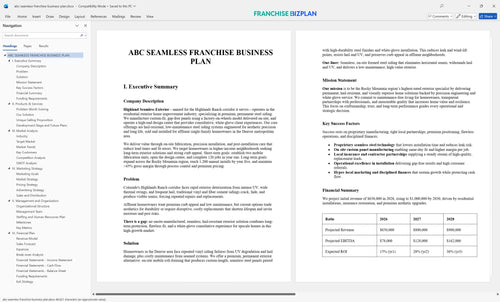 abc seamless franchise business plan 1
