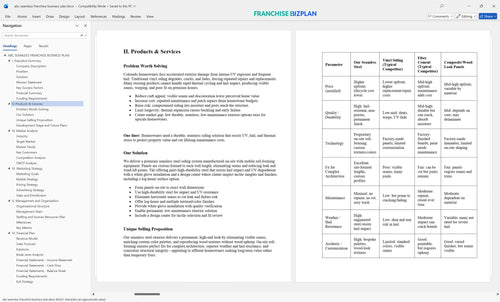abc seamless franchise business plan 2