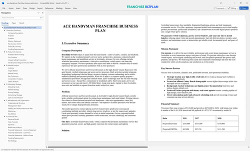 ace handyman franchise business plan 1