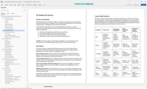 ace handyman franchise business plan 2