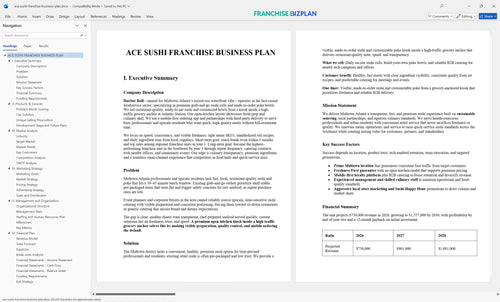 ace sushi franchise business plan 1