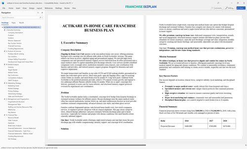 actikare in home care franchise business plan 1