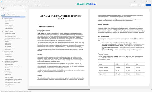 adam eve franchise business plan 1