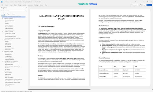 all american franchise business plan 1