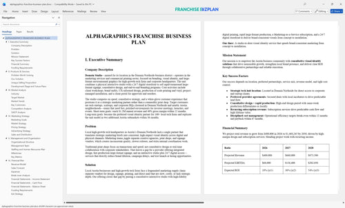alphagraphics franchise business plan 1