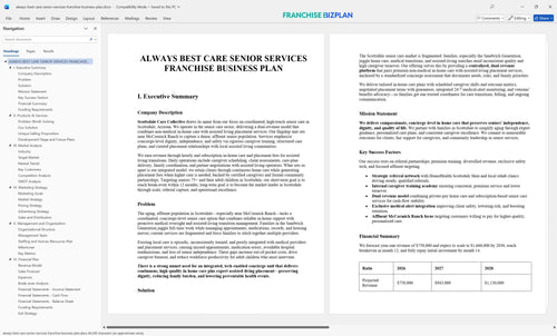 always best care senior services franchise business plan 1