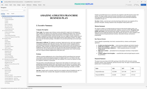 amazing athletes franchise business plan 1