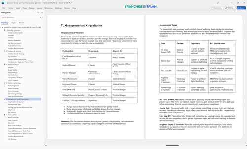 american family care franchise business plan 5