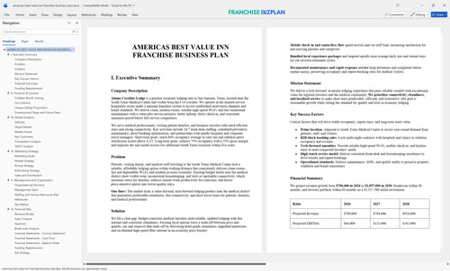 americas best value inn franchise business plan 1