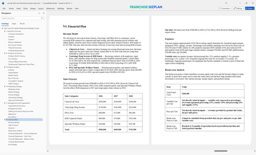 any lab test now franchise business plan 6