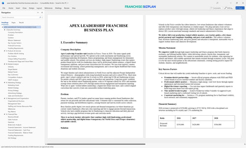 apex leadership franchise business plan 1