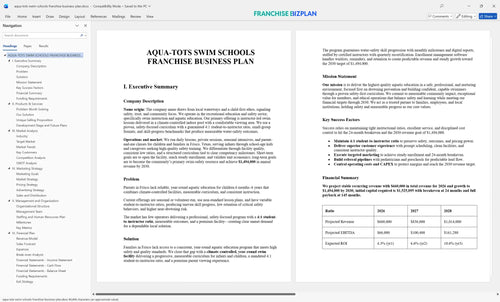aqua tots swim schools franchise business plan 1