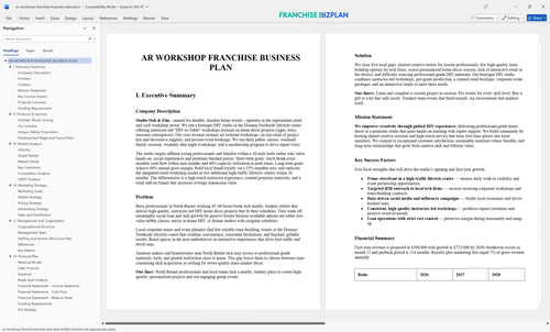 ar workshop franchise business plan 1