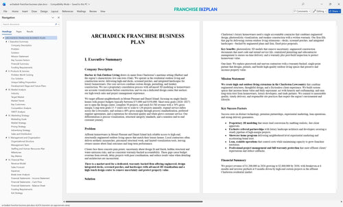 archadeck franchise business plan 1