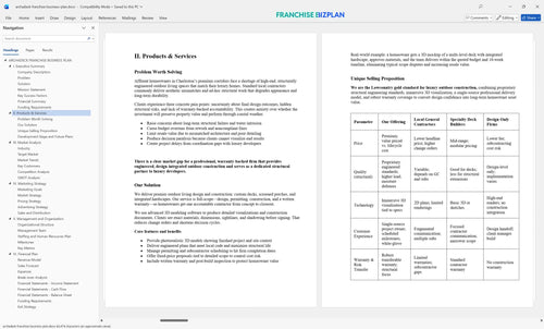 archadeck franchise business plan 2
