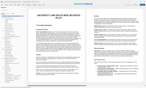 arcpoint labs franchise business plan 1