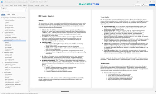 art recovery technologies franchise business plan 3