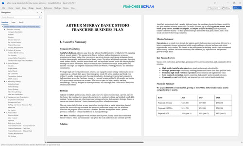 arthur murray dance studio franchise business plan 1