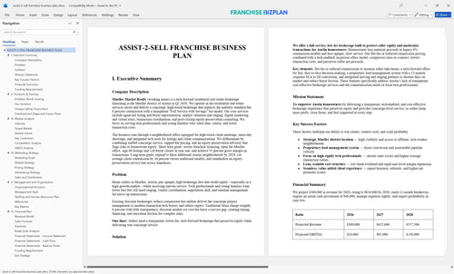 assist 2 sell franchise business plan 1