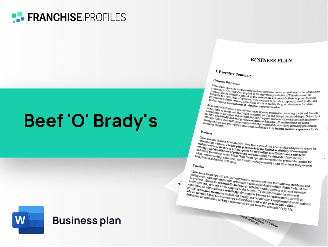 Beef 'O' Brady's Franchise Business Plan Template