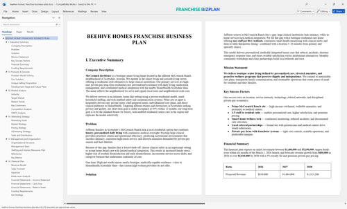 beehive homes franchise business plan 1
