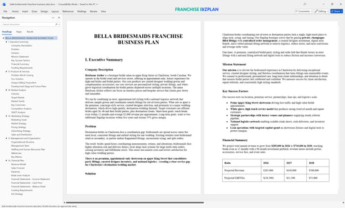 bella bridesmaids franchise business plan 1