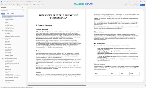 bens soft pretzels franchise business plan 1