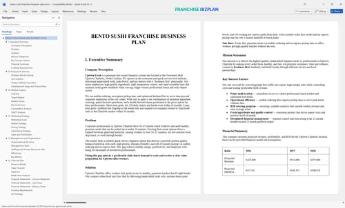 bento sushi franchise business plan 1