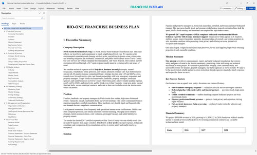 bio one franchise business plan 1