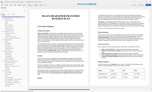 black bear diner franchise business plan 1