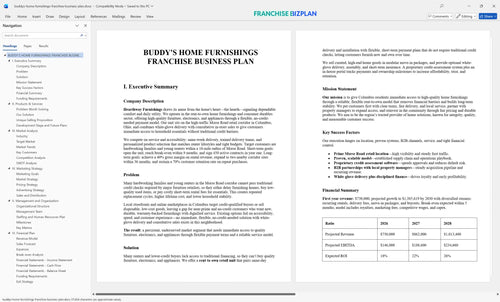 buddys home furnishings franchise business plan 1