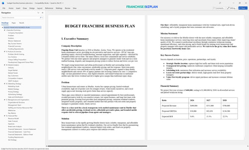 budget franchise business plan 1