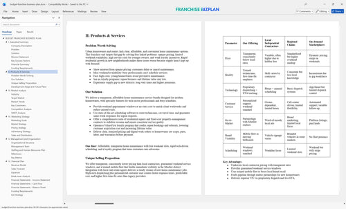 budget franchise business plan 2