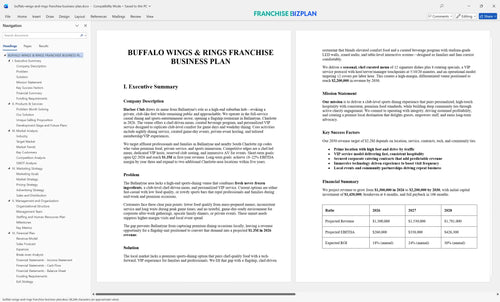 buffalo wings and rings franchise business plan 1