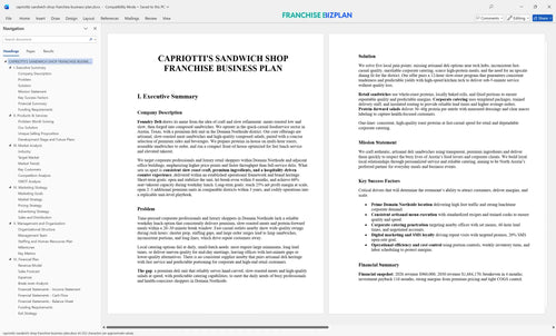 capriottis sandwich shop franchise business plan 1