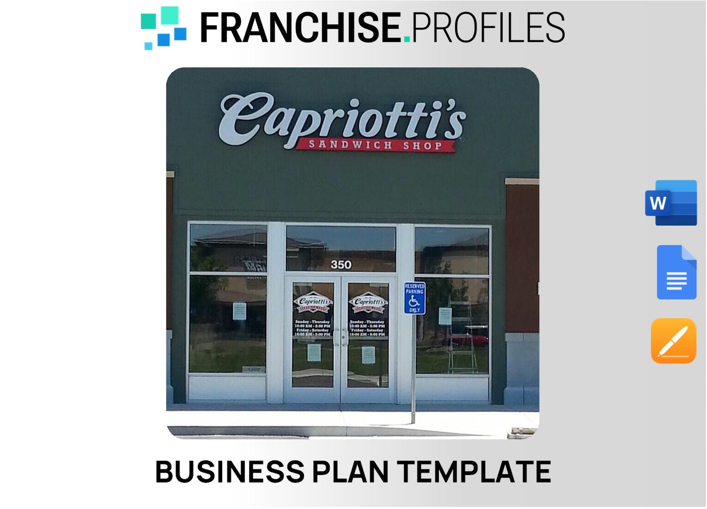 Capriotti's Sandwich Shop Franchise Business Plan Template
