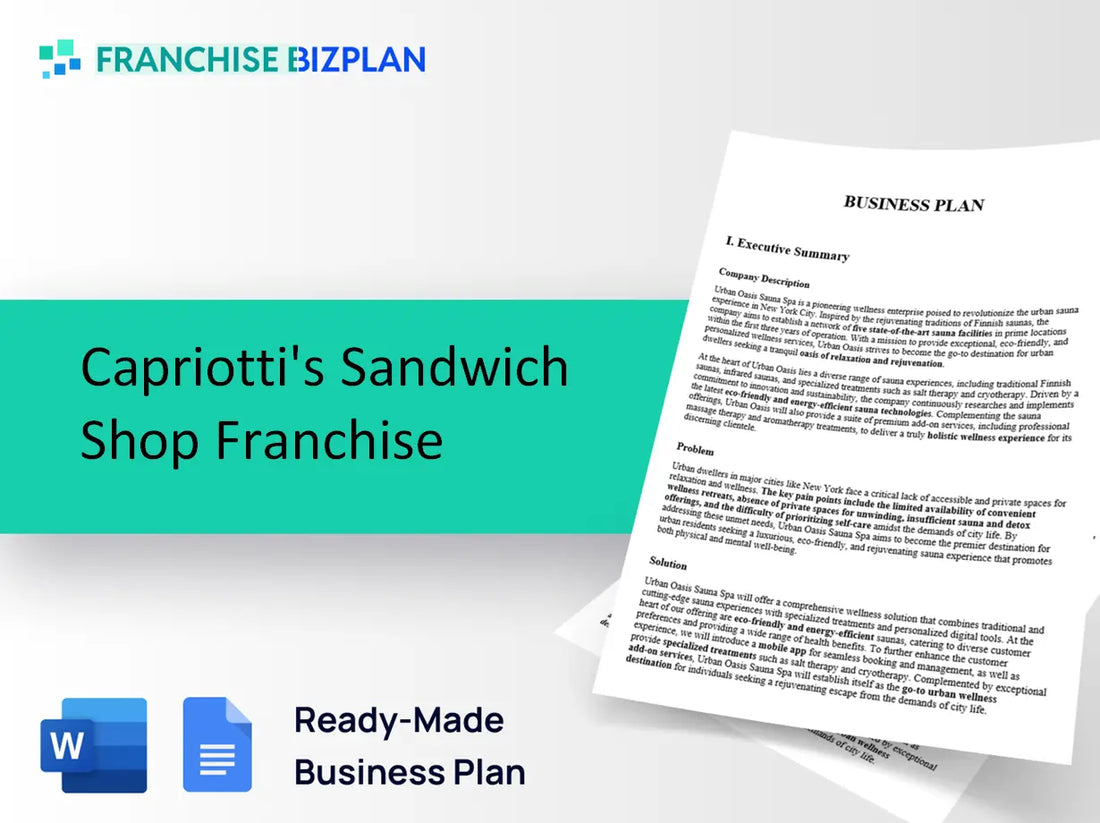 Capriotti's Sandwich Shop Franchise Business Plan 2026 Updated