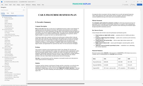 car x franchise business plan 1