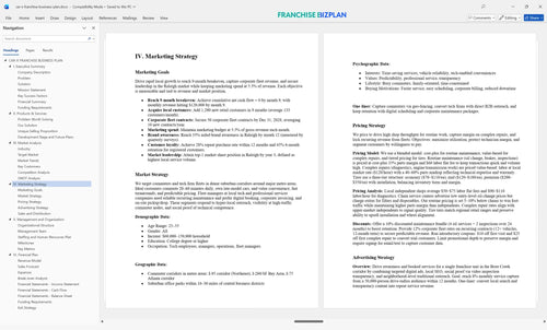 car x franchise business plan 4